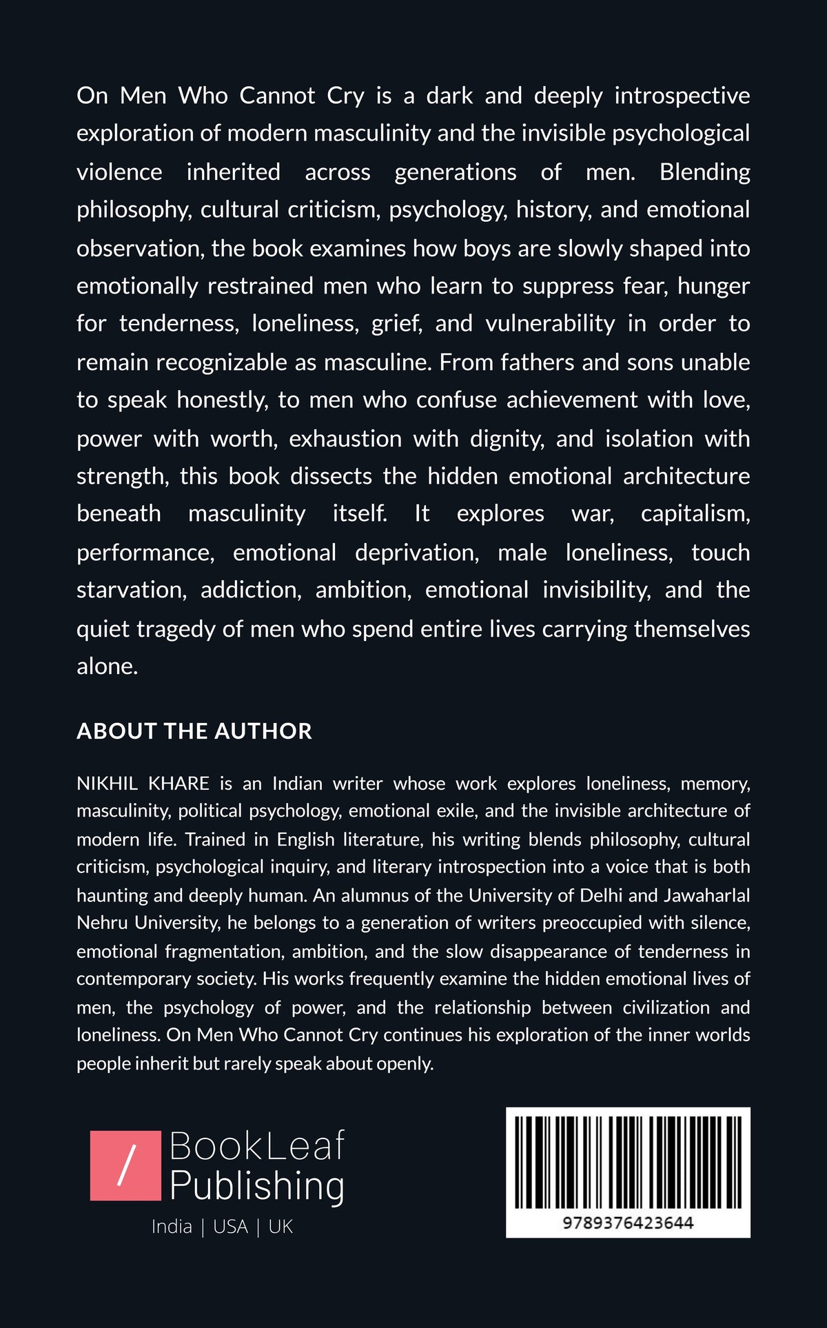ON MEN WHO CANNOT CRY